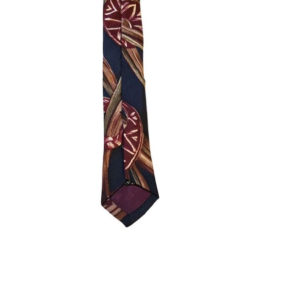 Vintage‎ Adolfo Abstract Blue Burgundy Silk Neck Tie Business Wedding Office - Picture 7 of 12